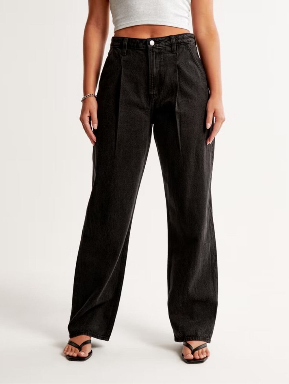 Abercrombie & Fitch Curve Love High Rise Loose Black Denim (With Pleats) 10 NWT